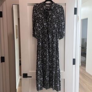 Zara Monochrome Floral Pattern Dress